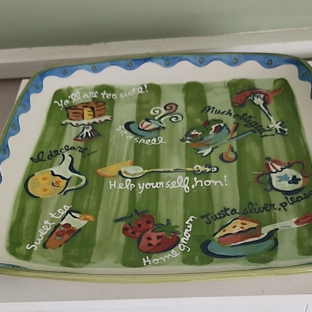 Charming Green Ceramic Serving Platter